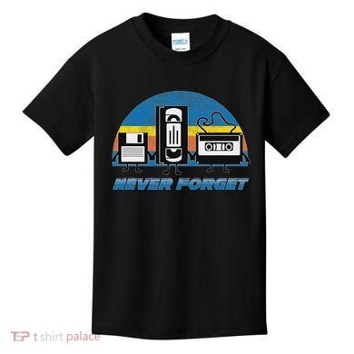 Never Forget Funny Retro Vintage Vhs Cassette Floppy Disk Kids T-Shirt