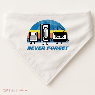Never Forget Funny Retro Vintage Vhs Cassette Floppy Disk USA-Made Doggie Bandana