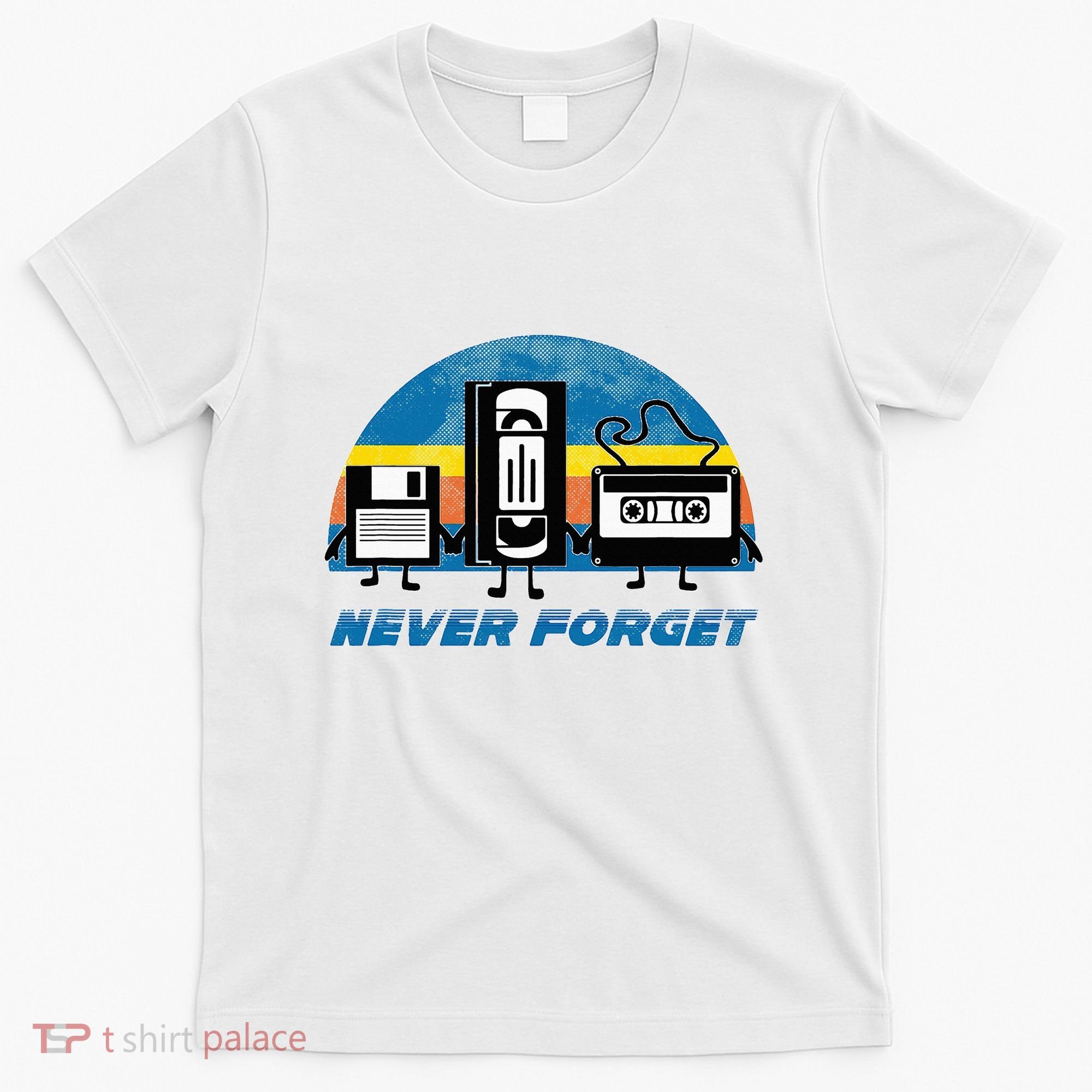Never Forget Funny Retro Vintage Vhs Cassette Floppy Disk T-Shirt
