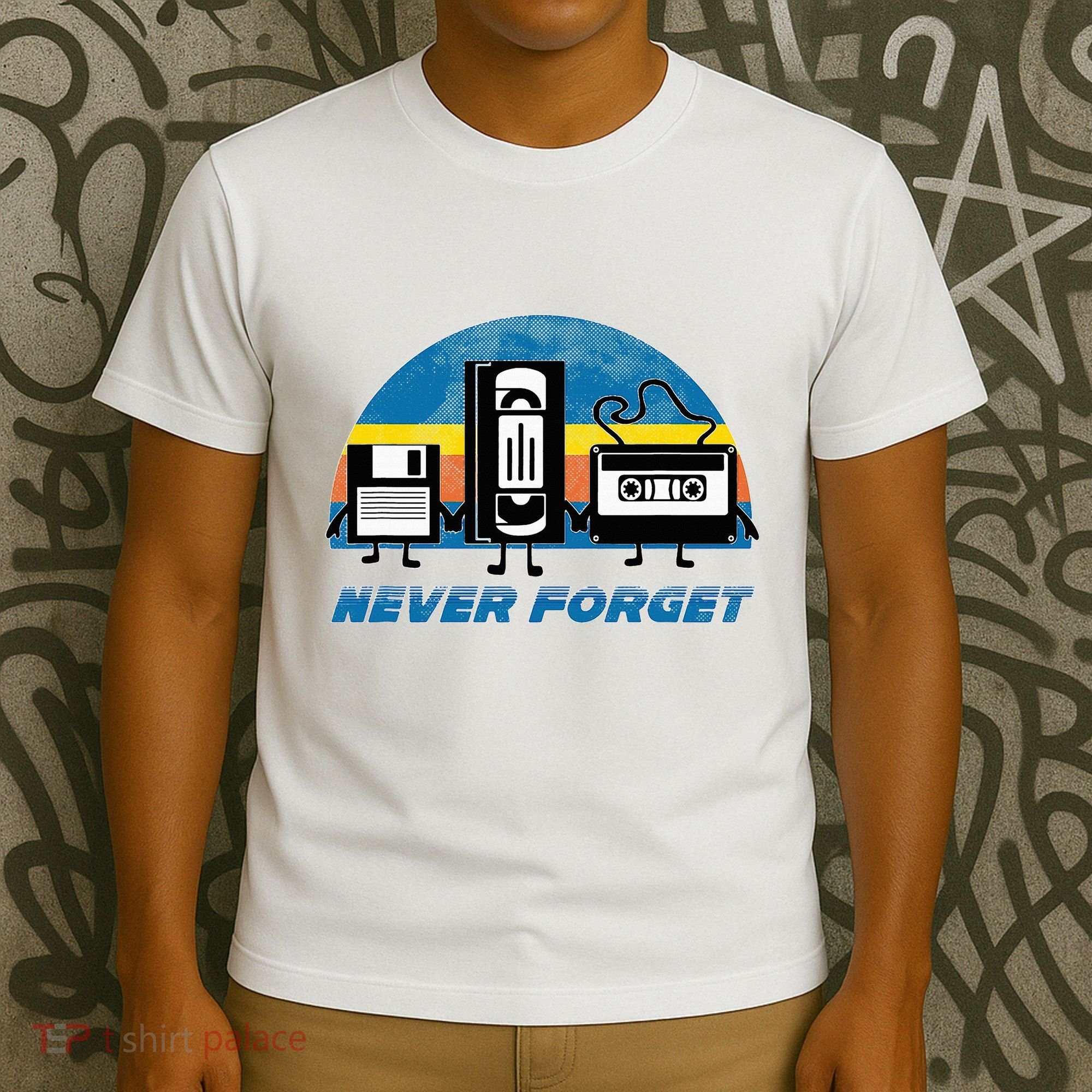 Never Forget Funny Retro Vintage Vhs Cassette Floppy Disk T-Shirt