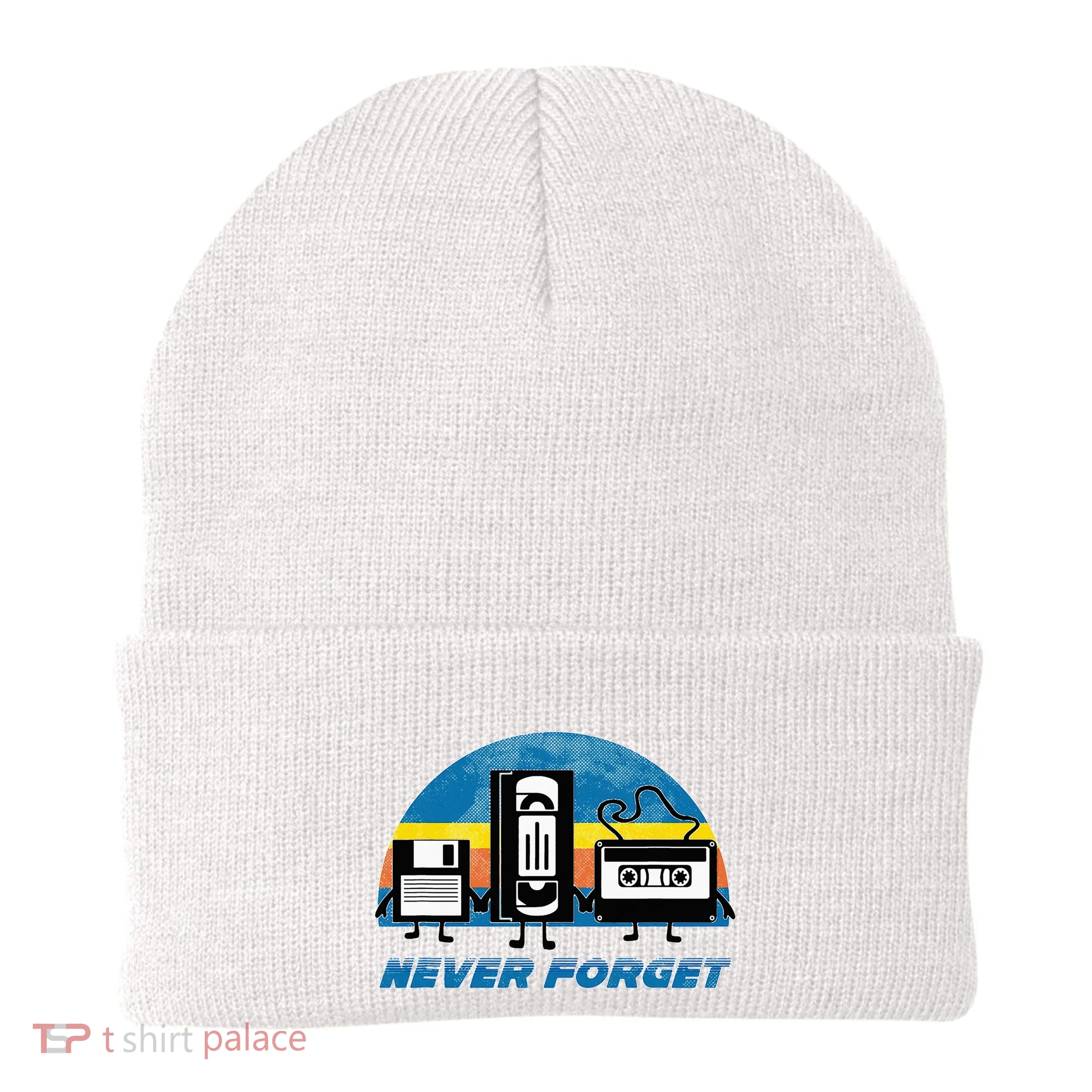 Never Forget Funny Retro Vintage Vhs Cassette Floppy Disk Beanie