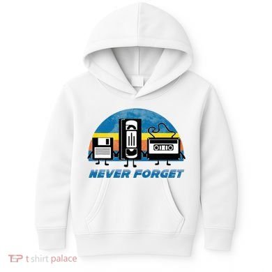 Never Forget Funny Retro Vintage Vhs Cassette Floppy Disk Kids Hoodie