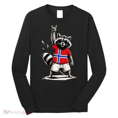 Norwegian Flag Funny Raccoon Norway Long Sleeve Shirt