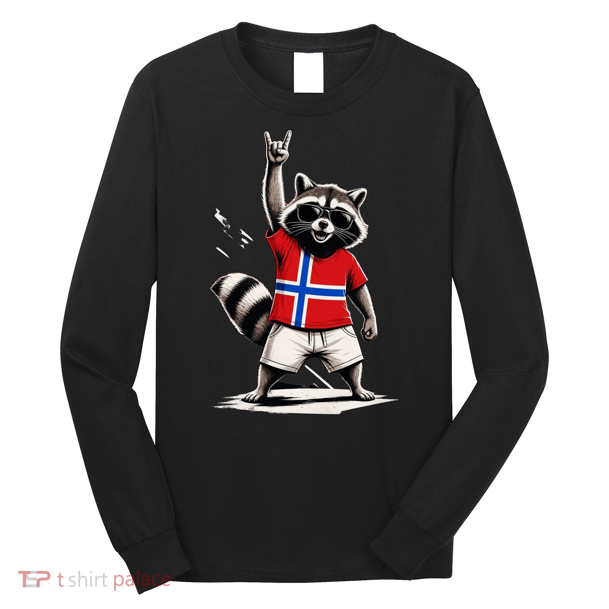 Norwegian Flag Funny Raccoon Norway Long Sleeve Shirt