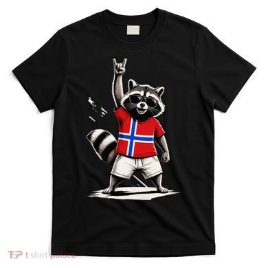Norwegian Flag Funny Raccoon Norway T-Shirt