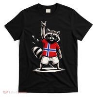 Norwegian Flag Funny Raccoon Norway T-Shirt thumb 0