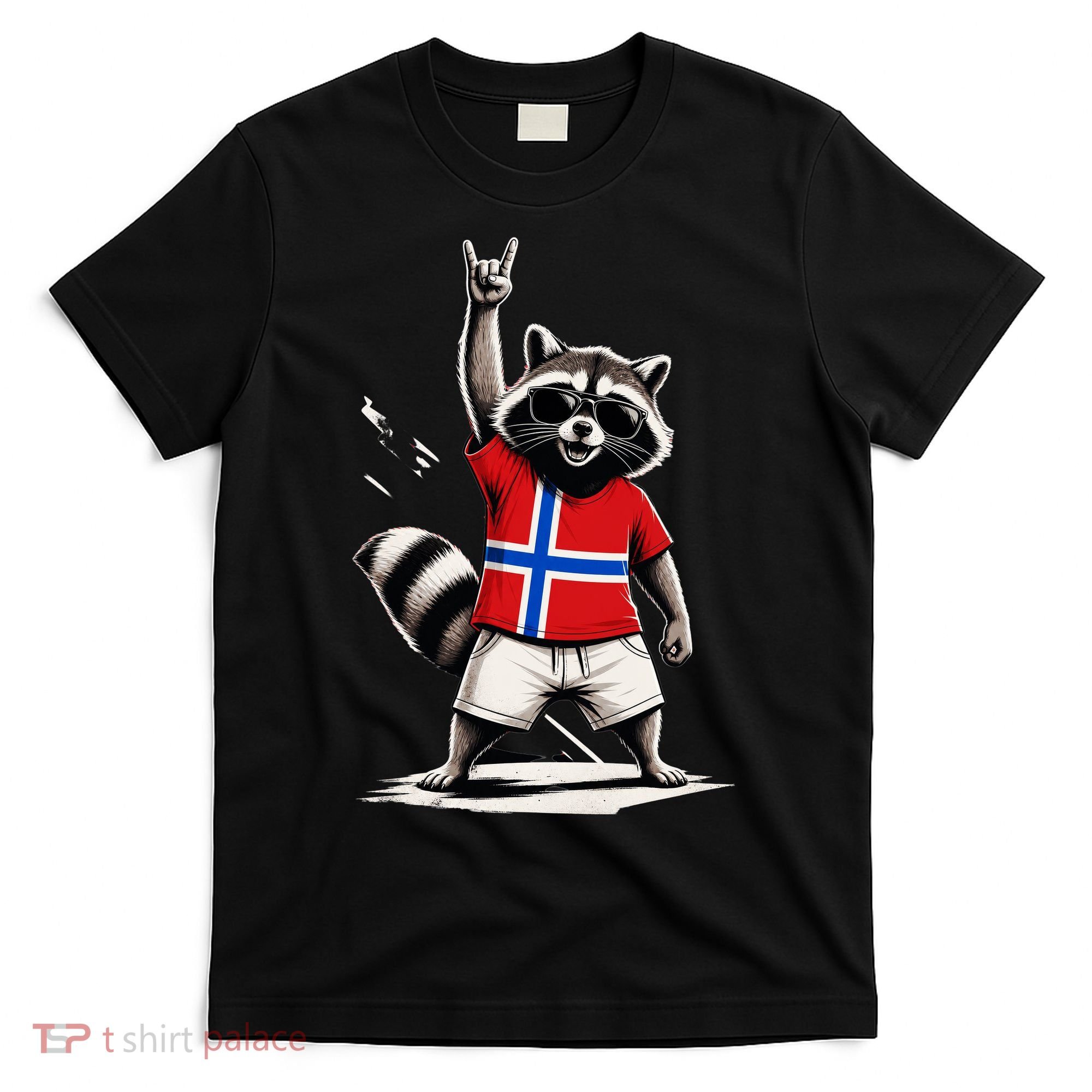 Norwegian Flag Funny Raccoon Norway T-Shirt