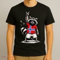 Norwegian Flag Funny Raccoon Norway T-Shirt thumb 3