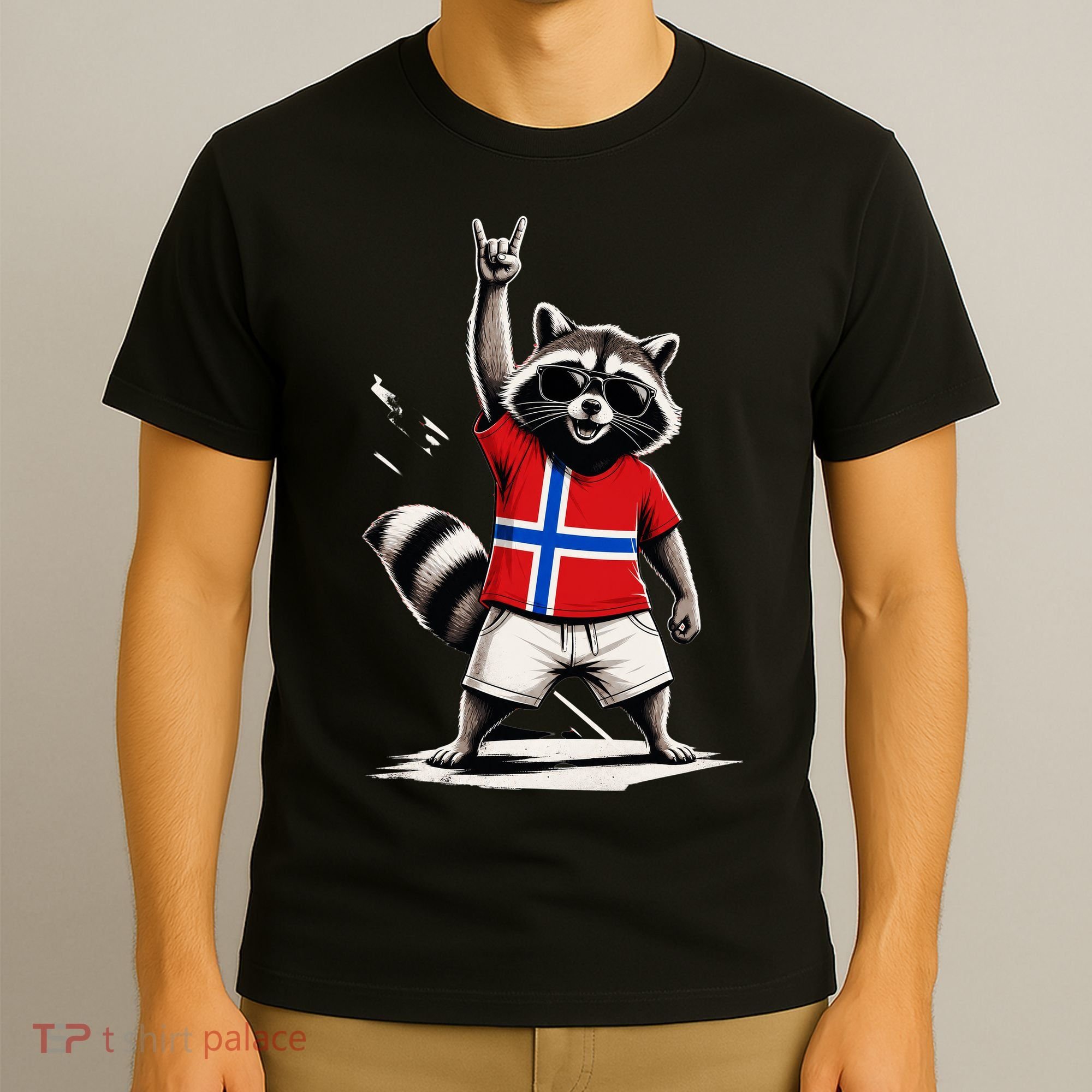 Norwegian Flag Funny Raccoon Norway T-Shirt