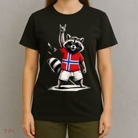 Norwegian Flag Funny Raccoon Norway T-Shirt thumb 4