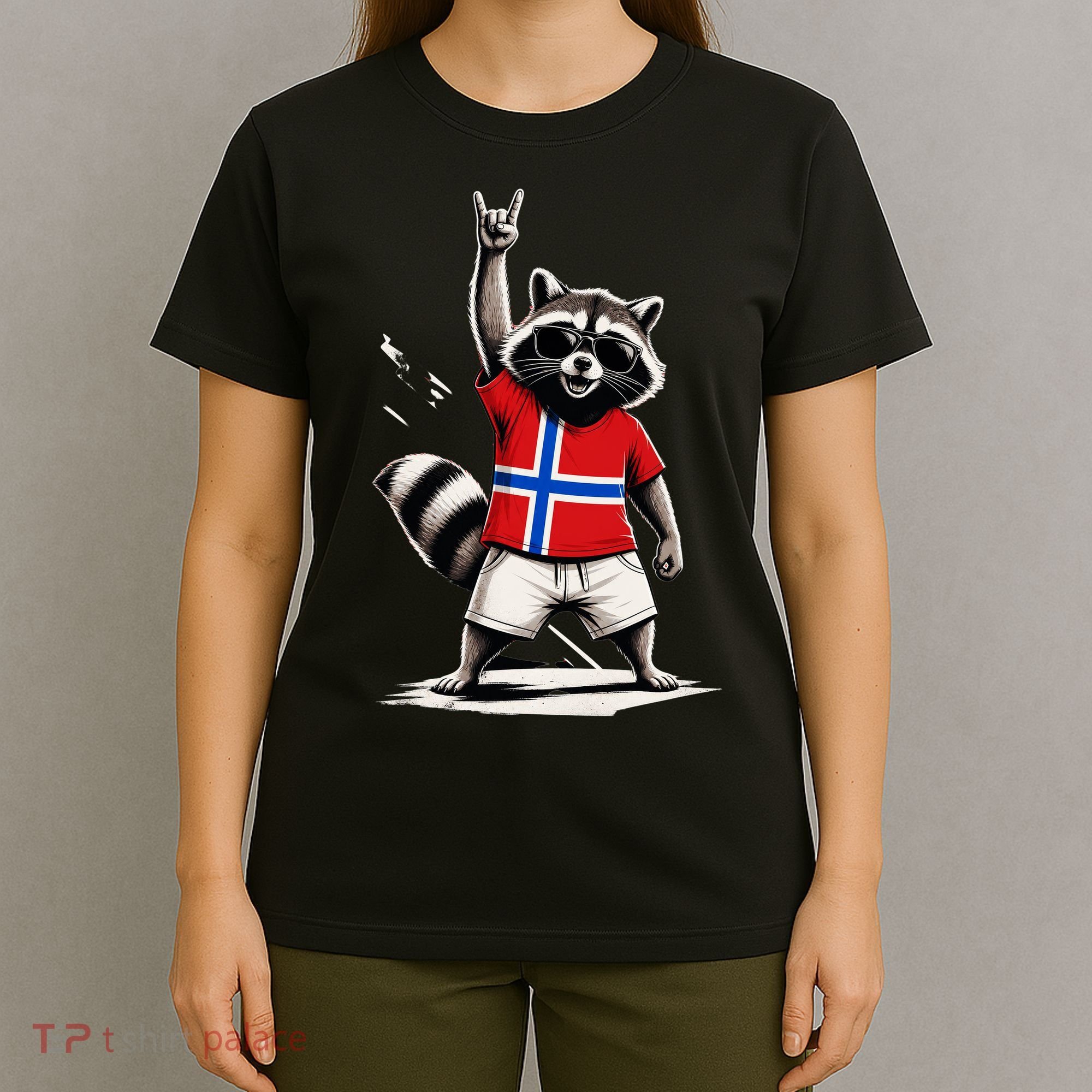 Norwegian Flag Funny Raccoon Norway T-Shirt