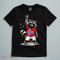 Norwegian Flag Funny Raccoon Norway T-Shirt thumb 5
