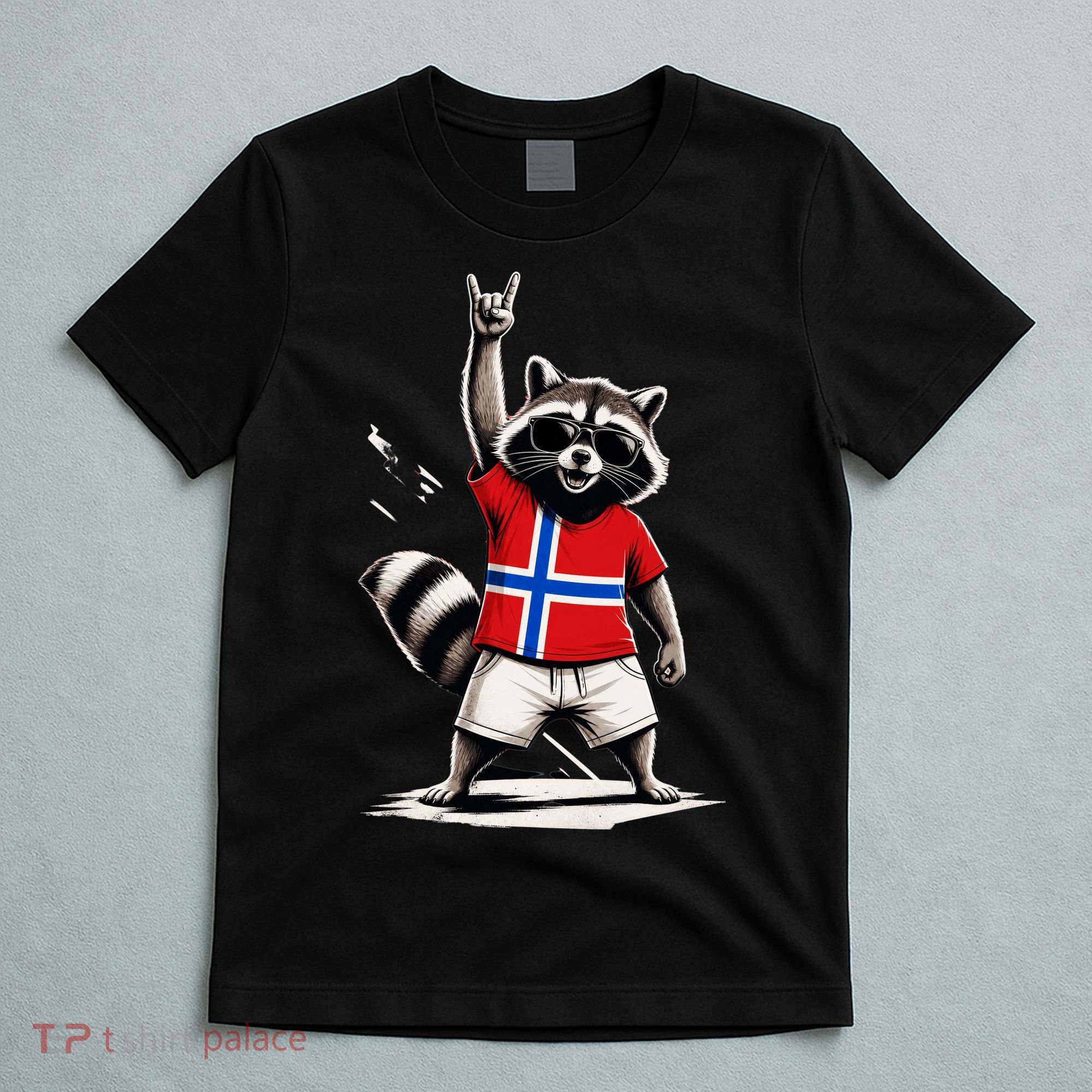 Norwegian Flag Funny Raccoon Norway T-Shirt