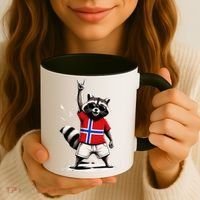 Norwegian Flag Funny Raccoon Norway Coffee Mug thumb 3
