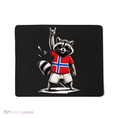 Norwegian Flag Funny Raccoon Norway Mousepad
