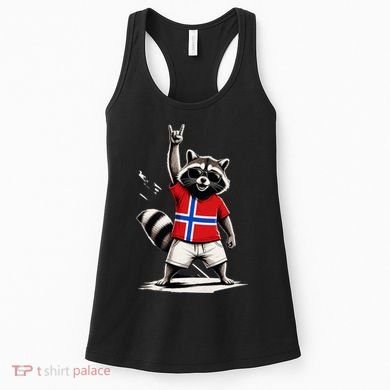 Norwegian Flag Funny Raccoon Norway Women's Tank Top