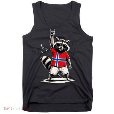 Norwegian Flag Funny Raccoon Norway Tank Top