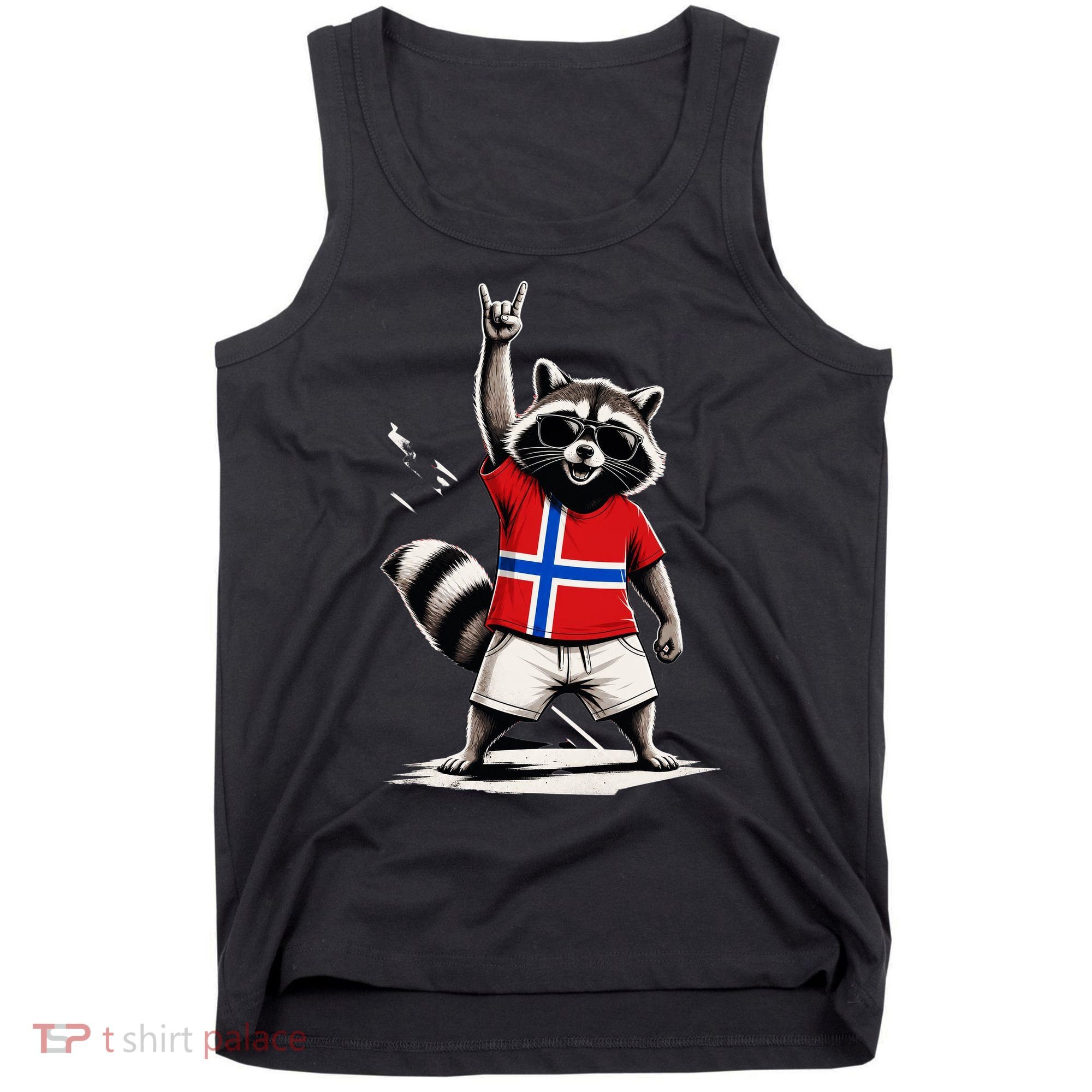 Norwegian Flag Funny Raccoon Norway Tank Top