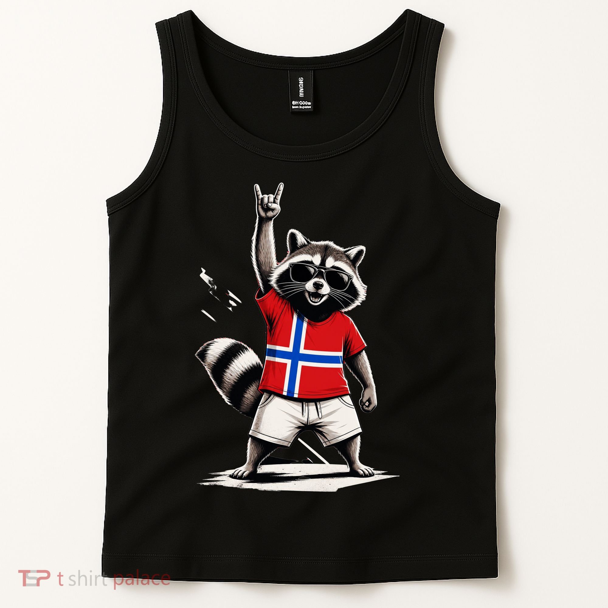 Norwegian Flag Funny Raccoon Norway Tank Top