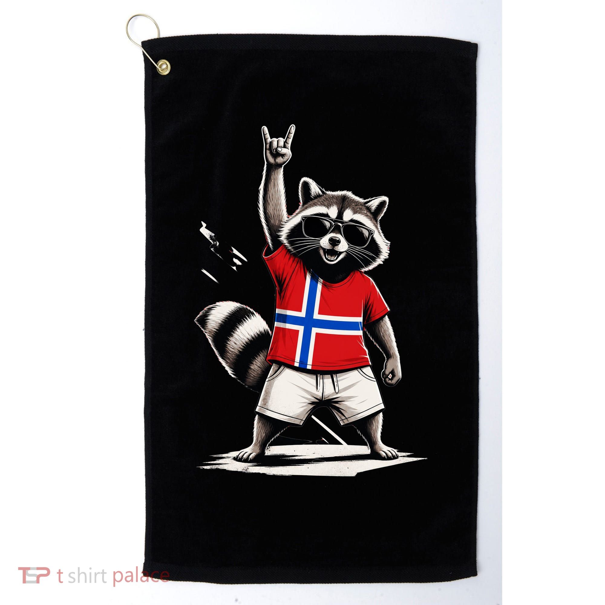 Norwegian Flag Funny Raccoon Norway Golf Towel