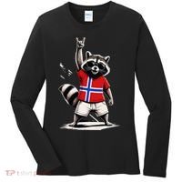 Norwegian Flag Funny Raccoon Norway Women's Long Sleeve Shirt thumb 0