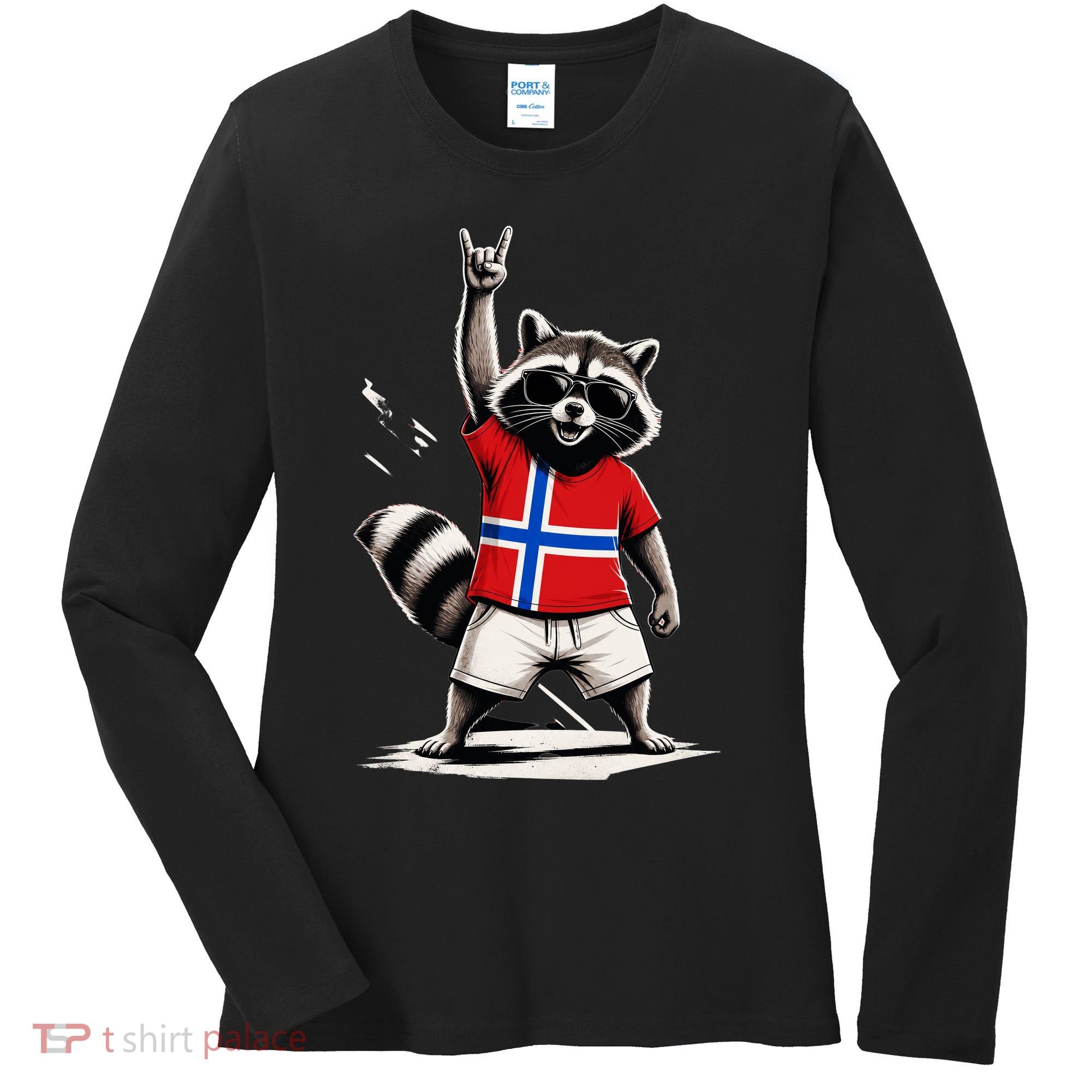 Norwegian Flag Funny Raccoon Norway Women's Long Sleeve Shirt