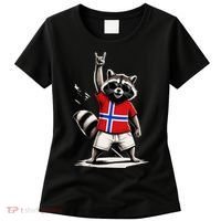 Norwegian Flag Funny Raccoon Norway Women's T-Shirt thumb 0