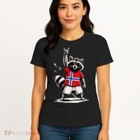 Norwegian Flag Funny Raccoon Norway Women's T-Shirt thumb 4