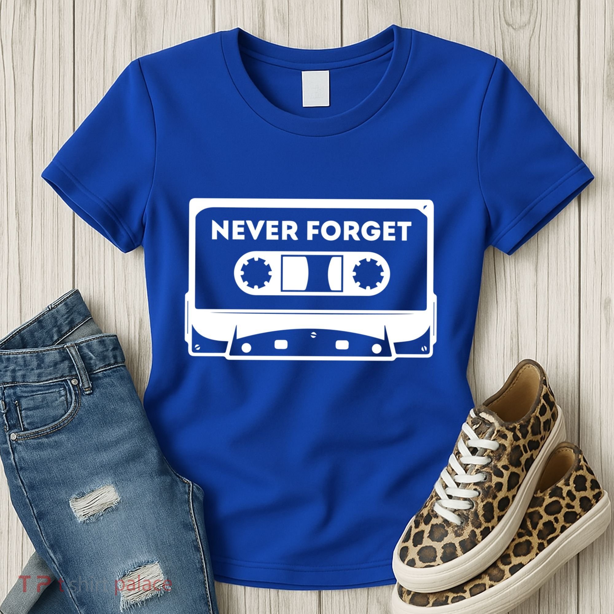 Never Forget Floppy Disk Cassette Never Forget Geek Vhs Gift Women's T-Shirt