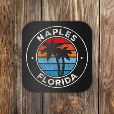 Naples Florida FL Vintage Graphic Retro 70s Coaster