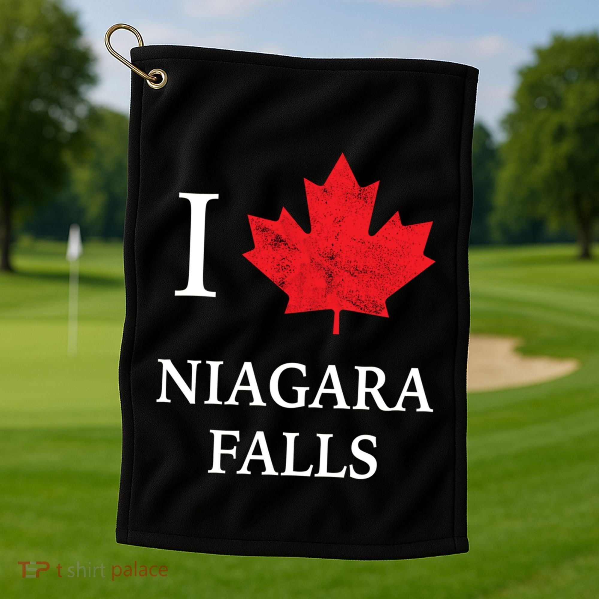 Niagara Falls Gift Red Maple Leaf Canada Great Gift Golf Towel