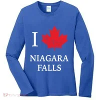 Niagara Falls Gift Red Maple Leaf Canada Great Gift Women's Long Sleeve Shirt thumb 0