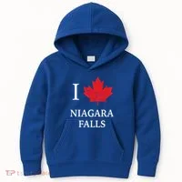 Niagara Falls Gift Red Maple Leaf Canada Great Gift Kids Hoodie thumb 0