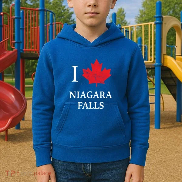 Niagara Falls Gift Red Maple Leaf Canada Great Gift Kids Hoodie