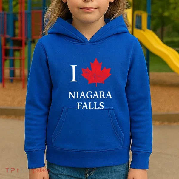 Niagara Falls Gift Red Maple Leaf Canada Great Gift Kids Hoodie