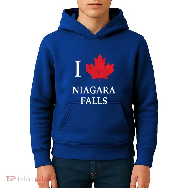Niagara Falls Gift Red Maple Leaf Canada Great Gift Kids Hoodie