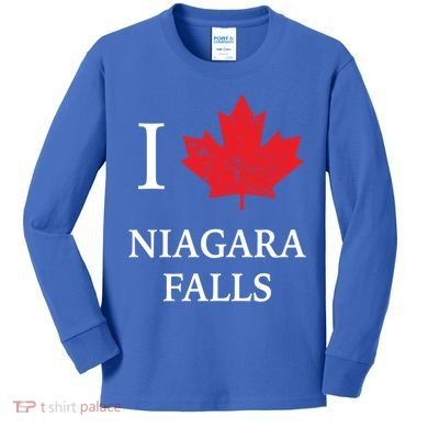 Niagara Falls Gift Red Maple Leaf Canada Great Gift Kids Long Sleeve Shirt