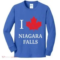 Niagara Falls Gift Red Maple Leaf Canada Great Gift Kids Long Sleeve Shirt thumb 0
