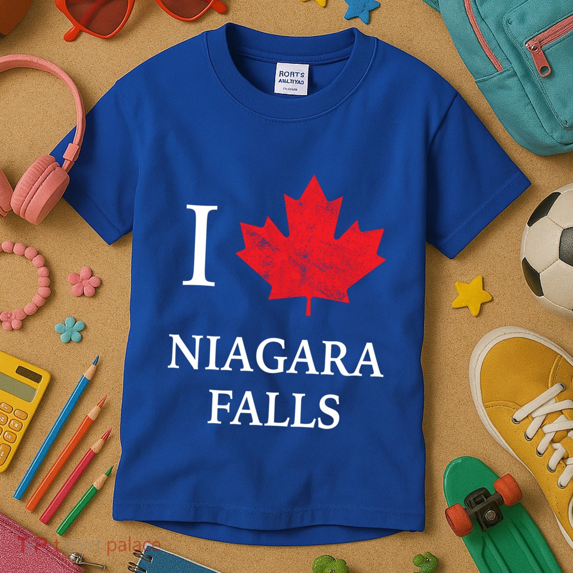 Niagara Falls Gift Red Maple Leaf Canada Great Gift Kids T-Shirt