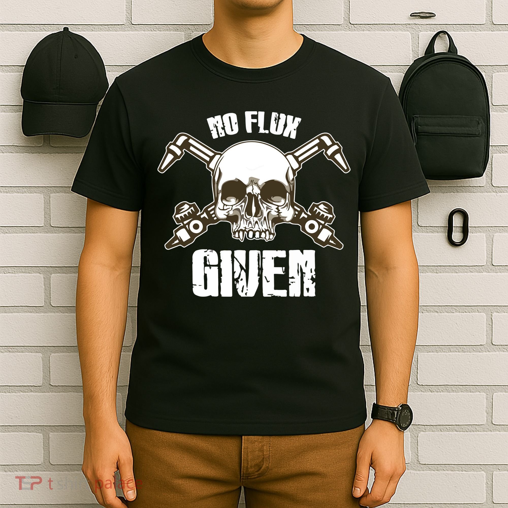 No Flux Given Skull Torch Craftsman Welding Welder Gift T-Shirt