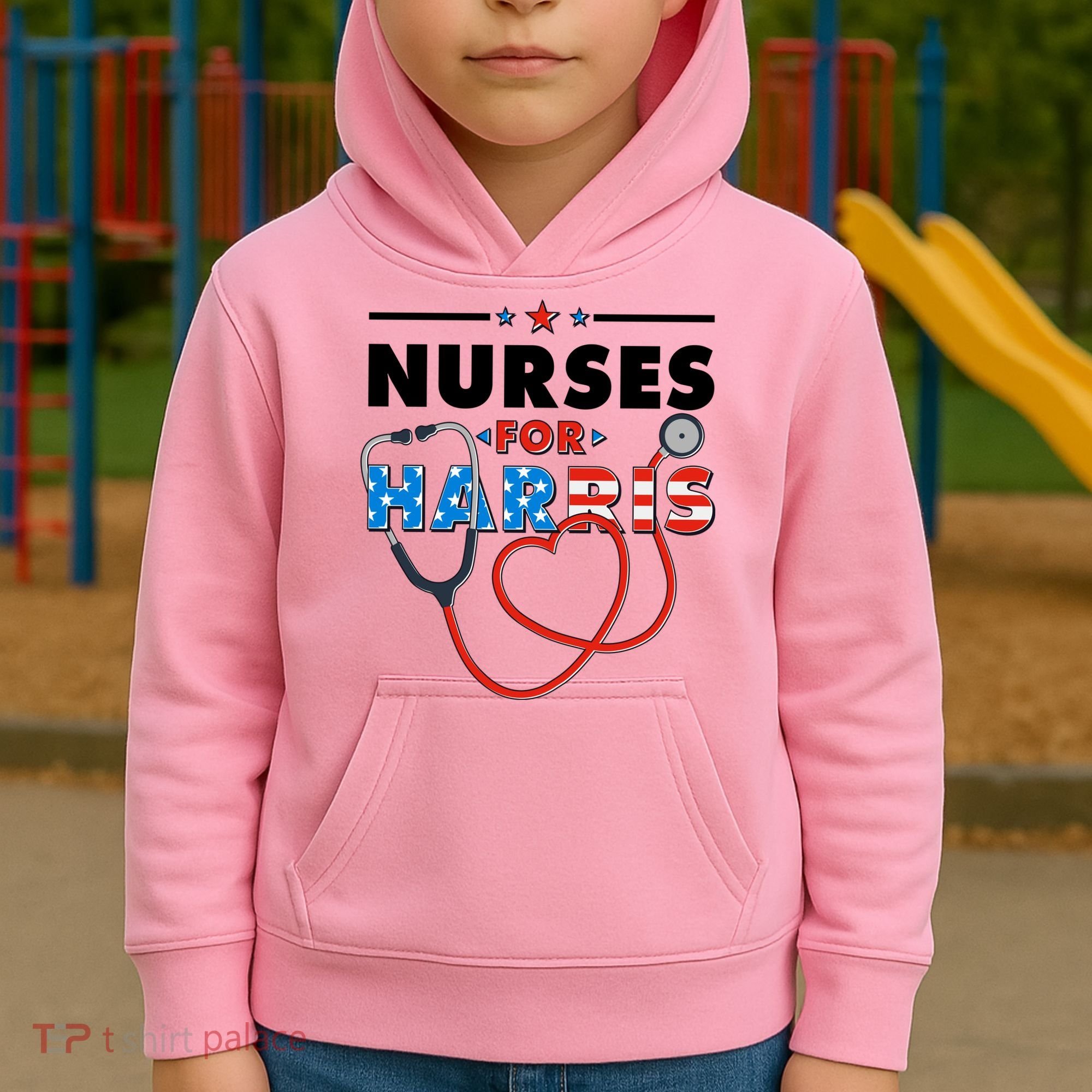 Nurses For Harris Vote Kamala Harris 2024 Election Kids Hoodie