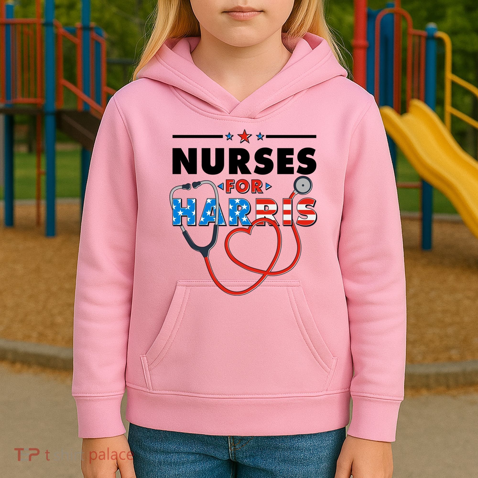 Nurses For Harris Vote Kamala Harris 2024 Election Kids Hoodie