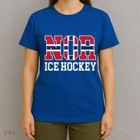 Norway Flag Hockey Player Norwegian Nor Ice Hockey Gift T-Shirt thumb 4