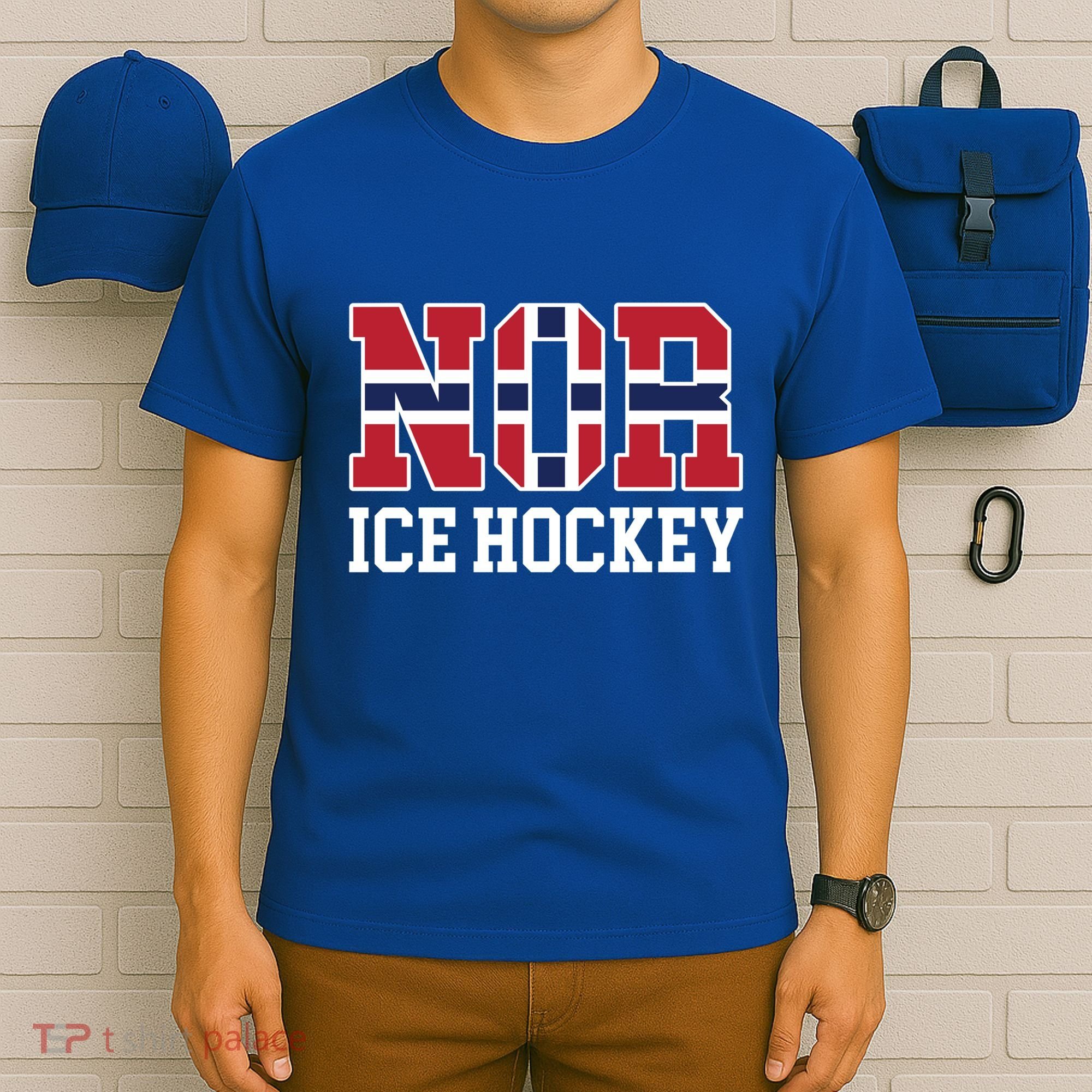 Norway Flag Hockey Player Norwegian Nor Ice Hockey Gift T-Shirt