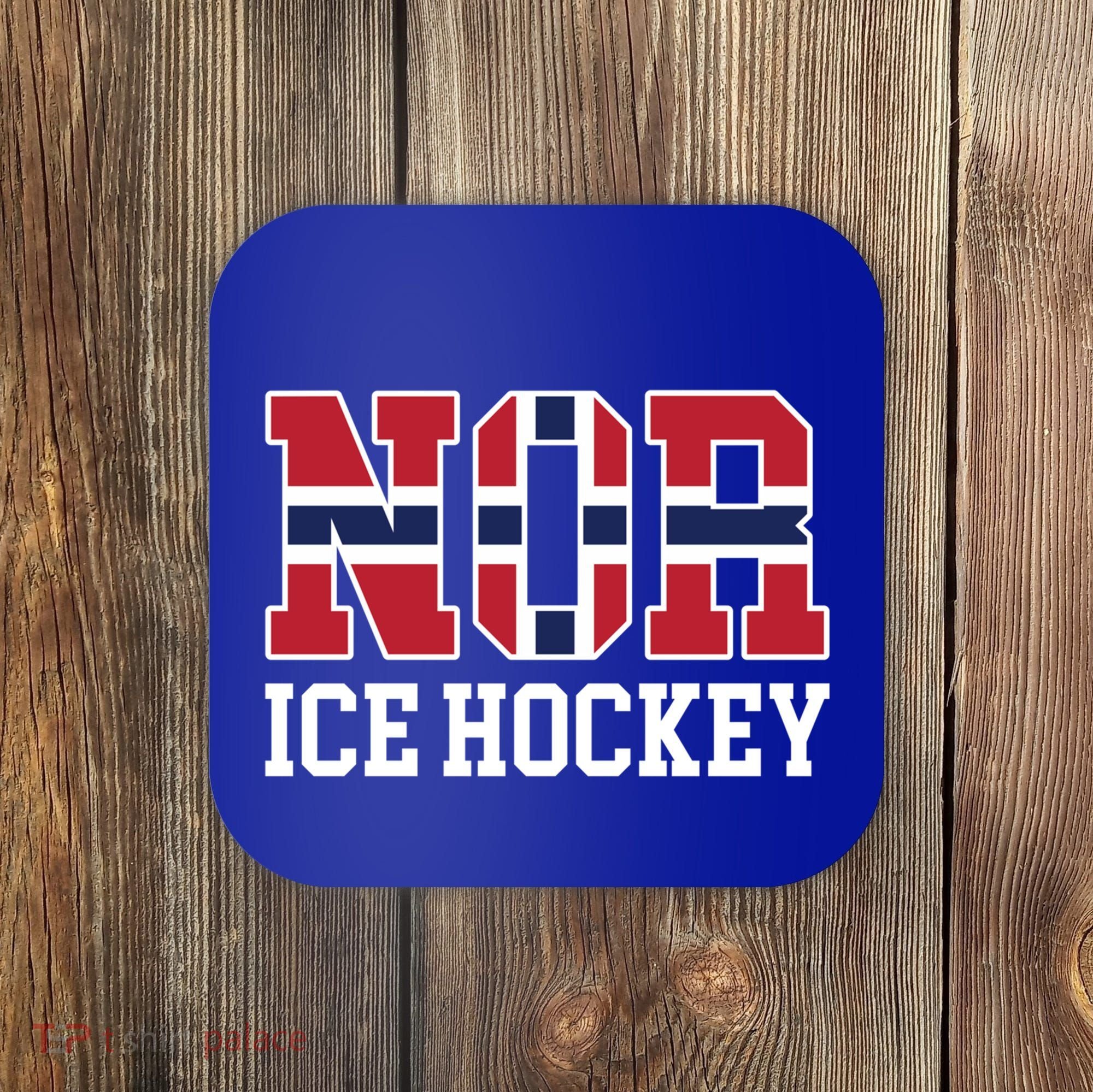Norway Flag Hockey Player Norwegian Nor Ice Hockey Gift Coaster