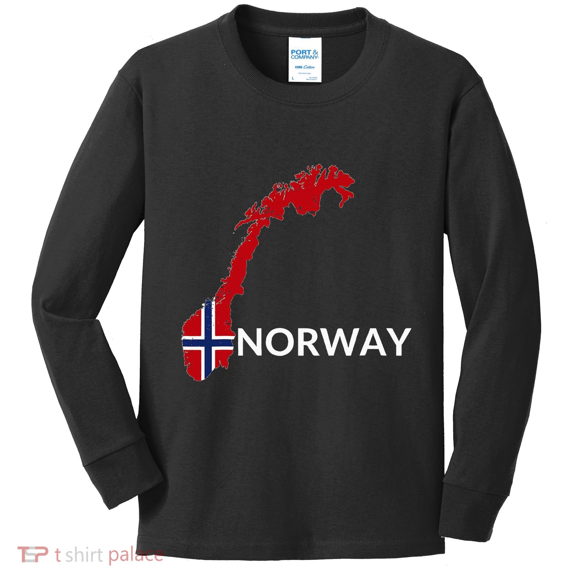 Norway Flag Hiking Holiday Norway Norwegian Flag Kids Long Sleeve Shirt