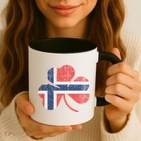 Norwegian Flag Irish Shamrock Norge St Patricks Day Norway Great Gift Coffee Mug thumb 3