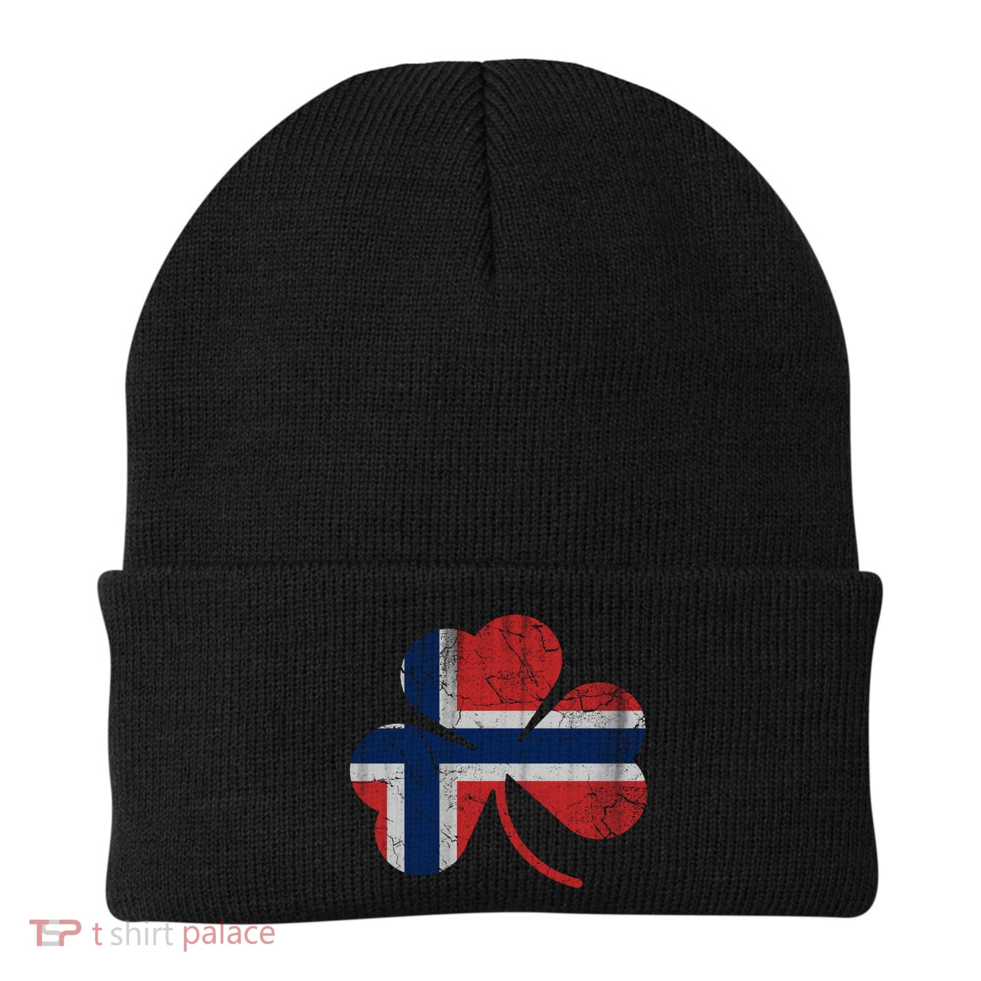 Norwegian Flag Irish Shamrock Norge St Patricks Day Norway Great Gift Beanie