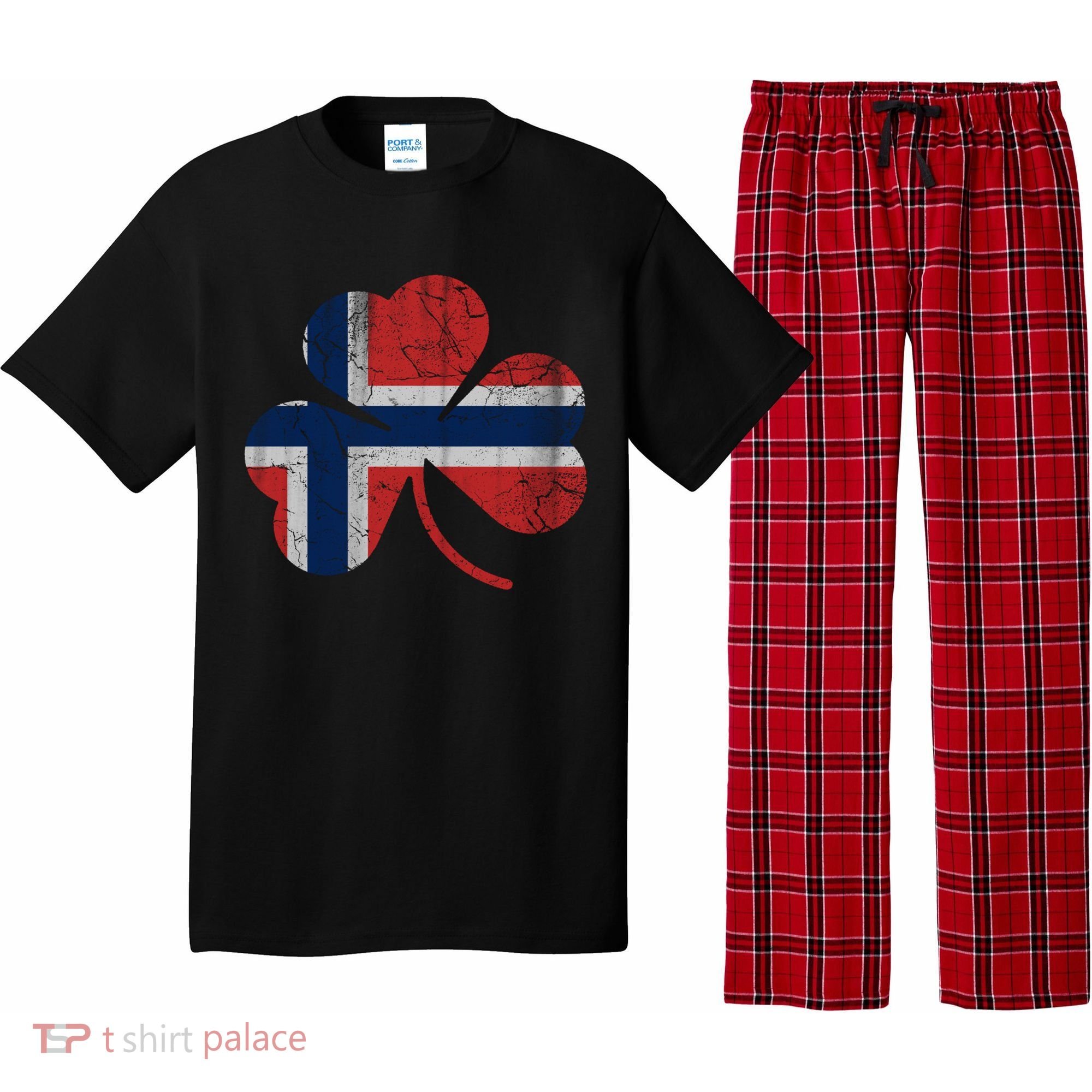Norwegian Flag Irish Shamrock Norge St Patricks Day Norway Great Gift Pajama Set
