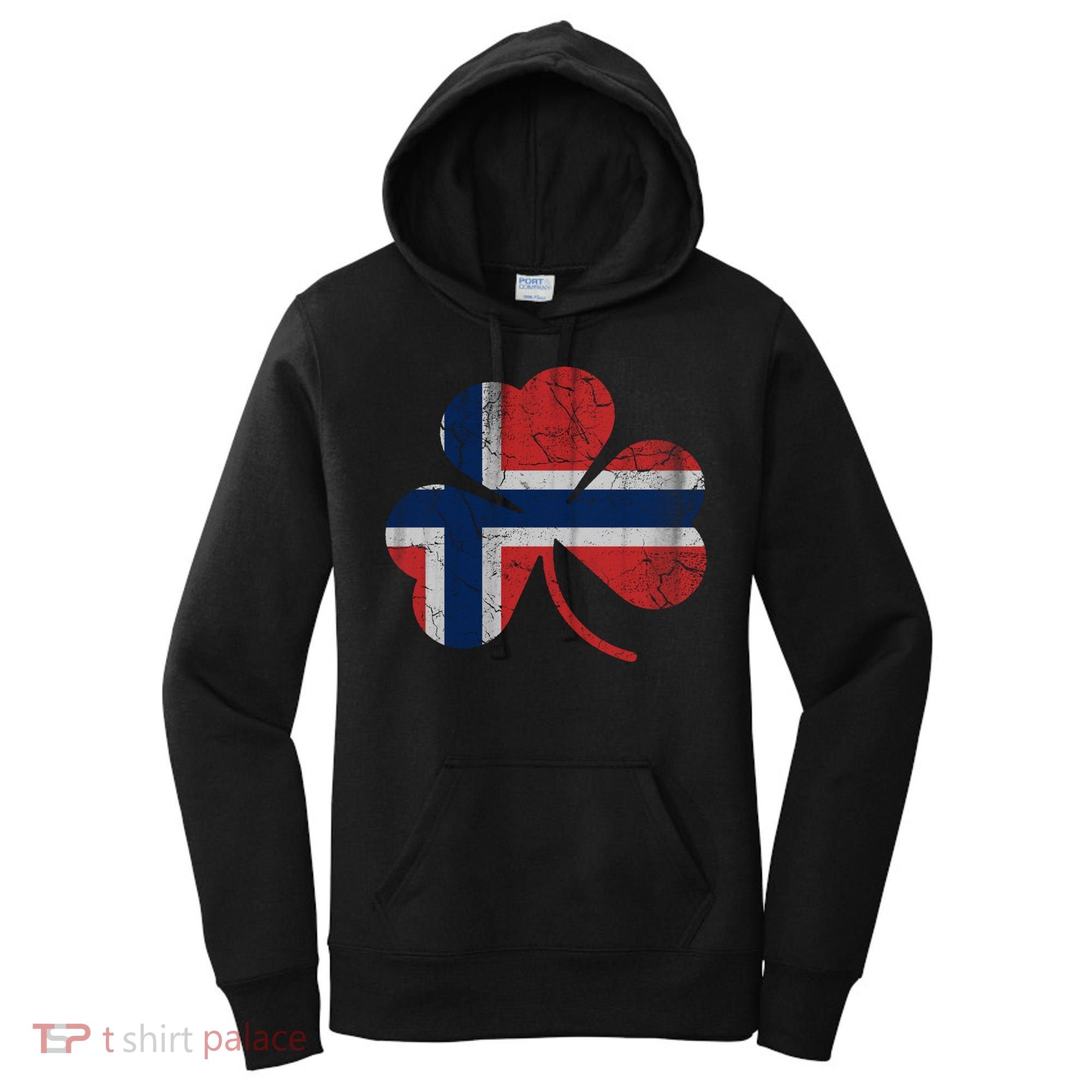 Norwegian Flag Irish Shamrock Norge St Patricks Day Norway Great Gift Women's Hoodie